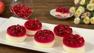 طرز تهیه موس وانیلی با ژله انار | دسر شب یلدا  Pomegranate Dessert Recipe