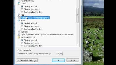 turn off new installed program highlights in windows 7 and i guess windows xp and vista