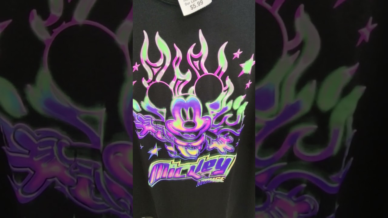 DISNEY MICKEY MOUSE BLACK T-SHIRT $5.99 - BUDGET SHOPPING AT BURLINGTON IN ORLANDO FLORIDA