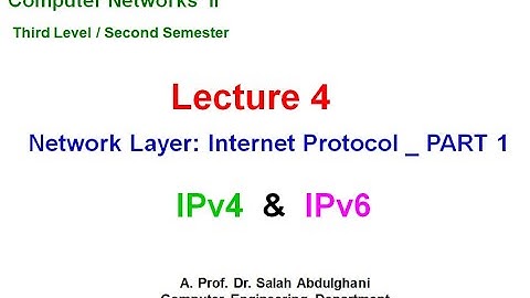 Lecture 4:  Network Layer  Internet Protocol IPv4 and IPv6  Part 1