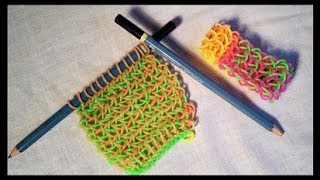 Knitted Dragon Scale bracelet  on 2 pencils