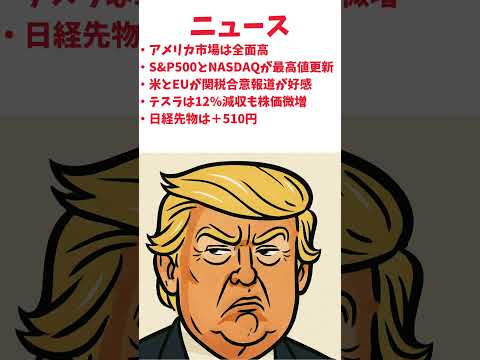 7月24日のアメリカ市場　#株式投資 #日経平均 #相場見通し #株価 #トランプ #ダウ平均#sp500 #NASDAQ#テスラ
