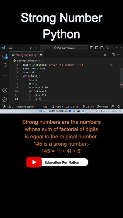 Strong number in Python - YouTube