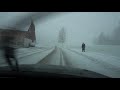 Driving in heavy snowfall in Switzerland from Mittelhäusern to Bern Ostring