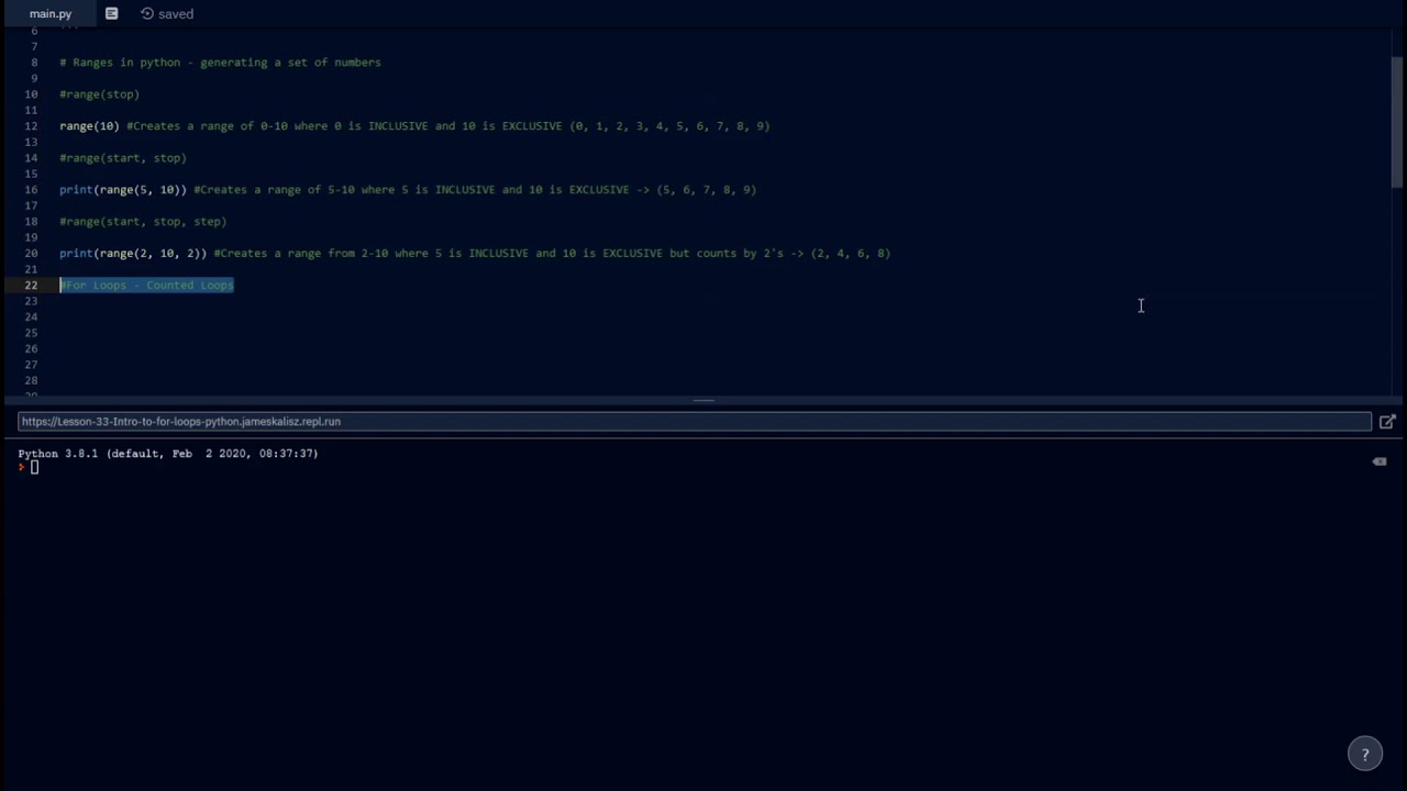 For loops in ranges - Python - YouTube