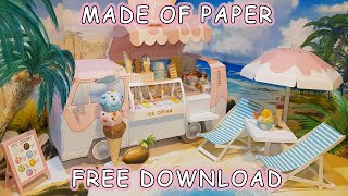 DIY dollhouse type miniature Kitchen car Ice cream - Canon Creative park paper craft materials