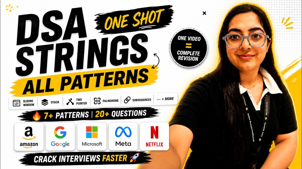 Master DSA Strings in ONE VIDEO 🚀 | 7+ Patterns & 20+ Questions - YouTube
