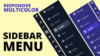 Responsive Multicolor Sidebar Menu HTML - CSS - Pure JS