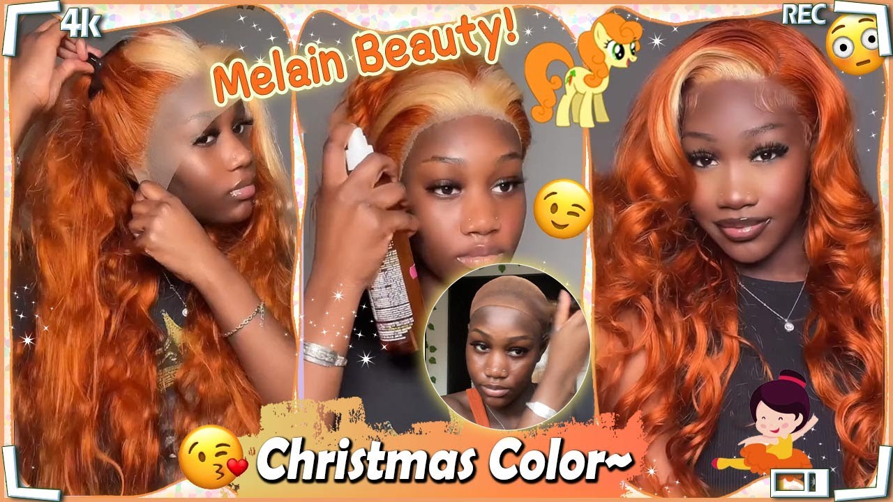 🧡Trending Ginger Skunk Stripes Hair! Mix Color Lace Frontal Wig Ft.