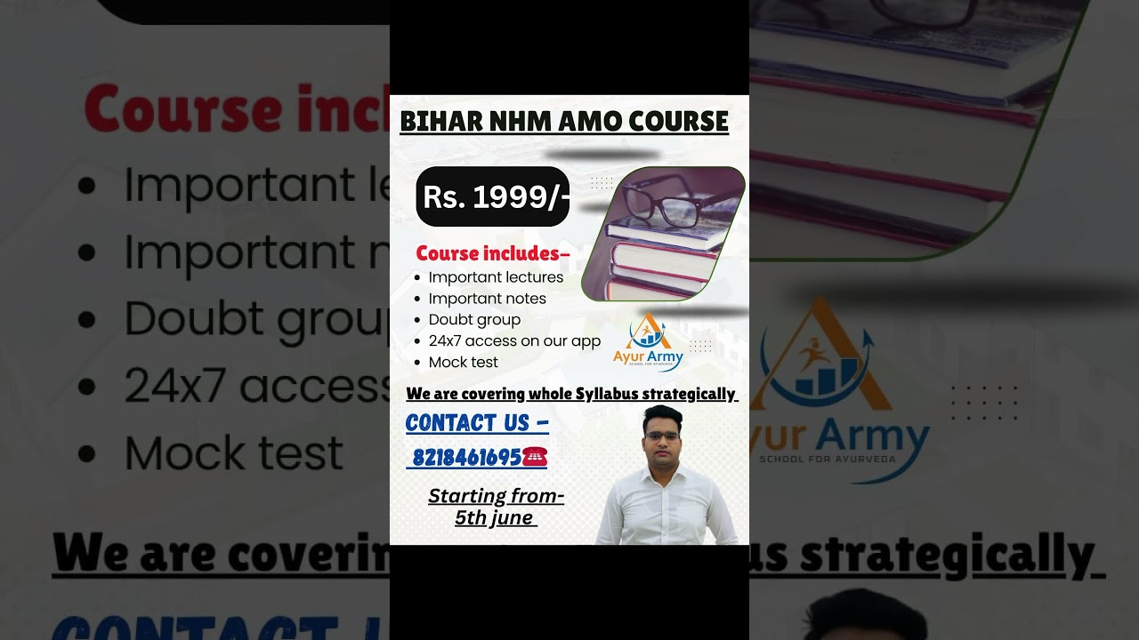 Join Bihar NHM Ayurveda Medical Officer Online Classes || Whatsapp at 8218461695 || 