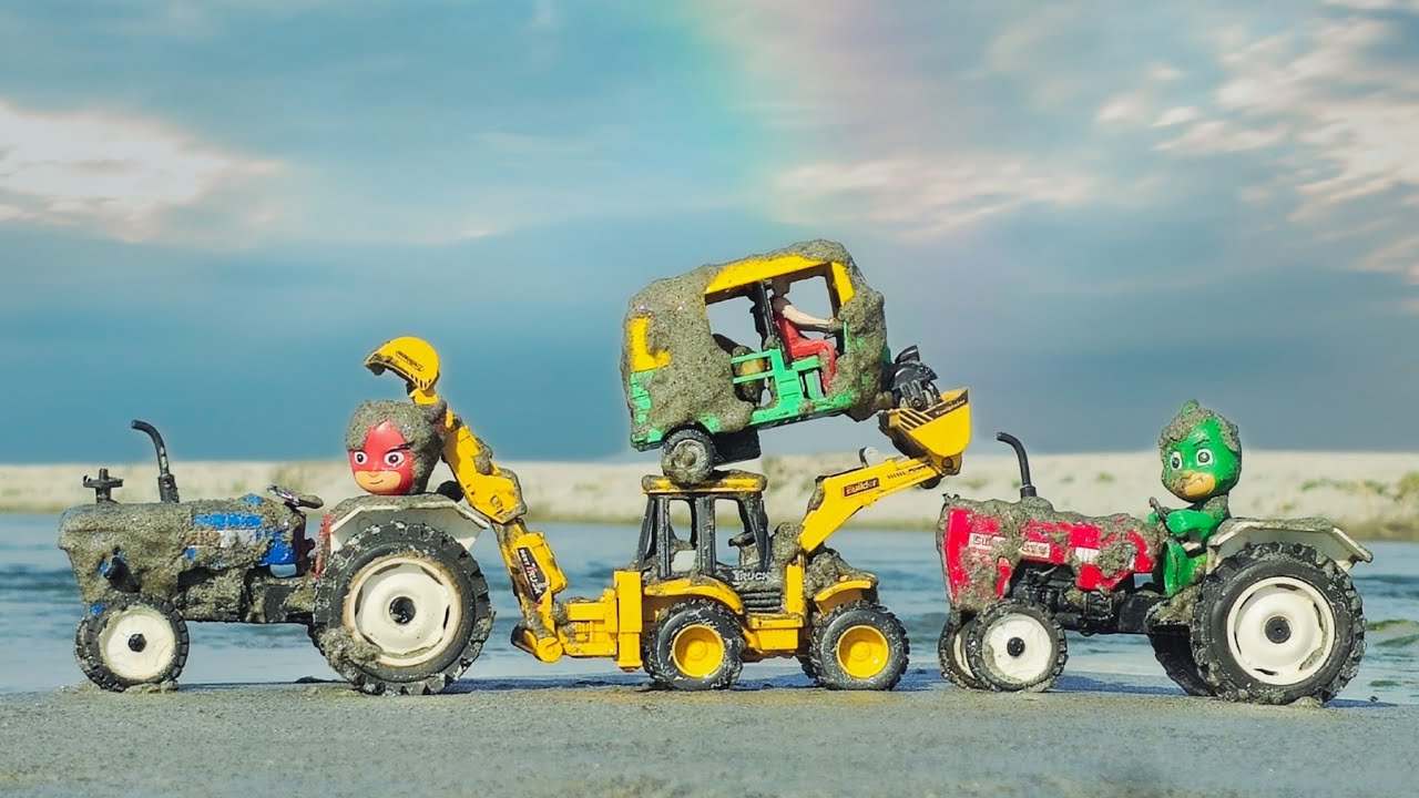 Muddy Tractor And Auto Rickshaw Help Jcb And Water Jump Muddy Cleaning Tractor Video Muddy