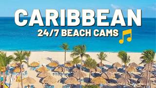 ☀️ Live Caribbean beach cams🎵 Relaxing Lounge Music 24/7