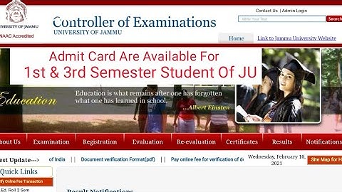 Jammu University Admit Cards Available For 1st & 3rd Semester Pvt Candidates ,#Exams_Results