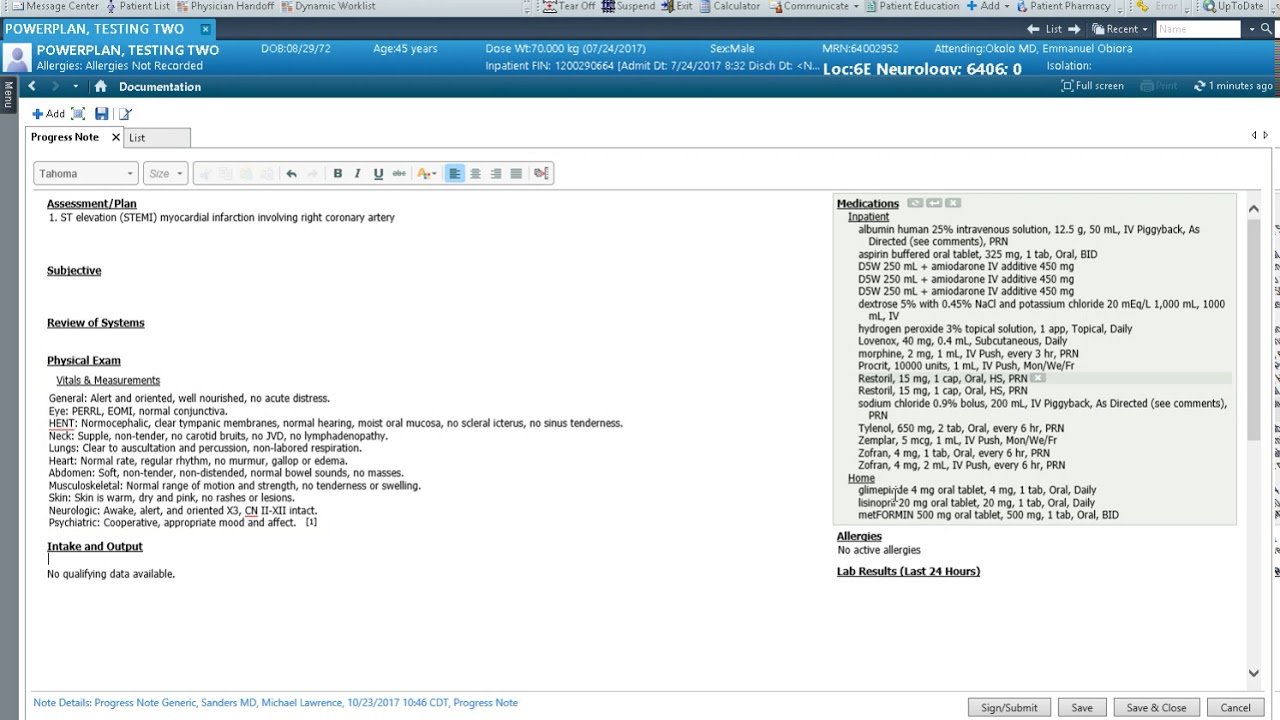 Cerner Charting System