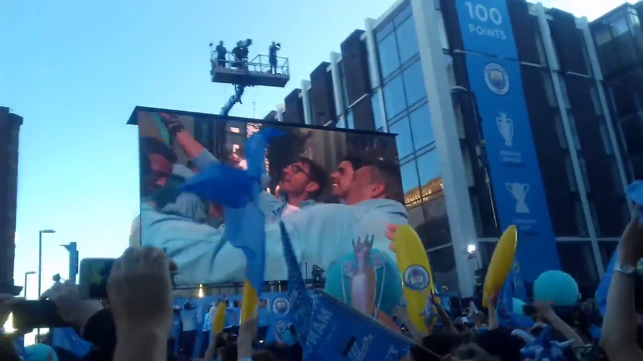 Man City Football club, Premier League Champions Parade 2018 in Manchester,City centre.