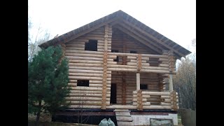 Обзор дом-бани из бревна ручной рубки / Overview of log home