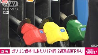 【速報】ガソリン価格　前週比0.6円安の1Lあたり174円　2週連続↓(2022年3月30日)