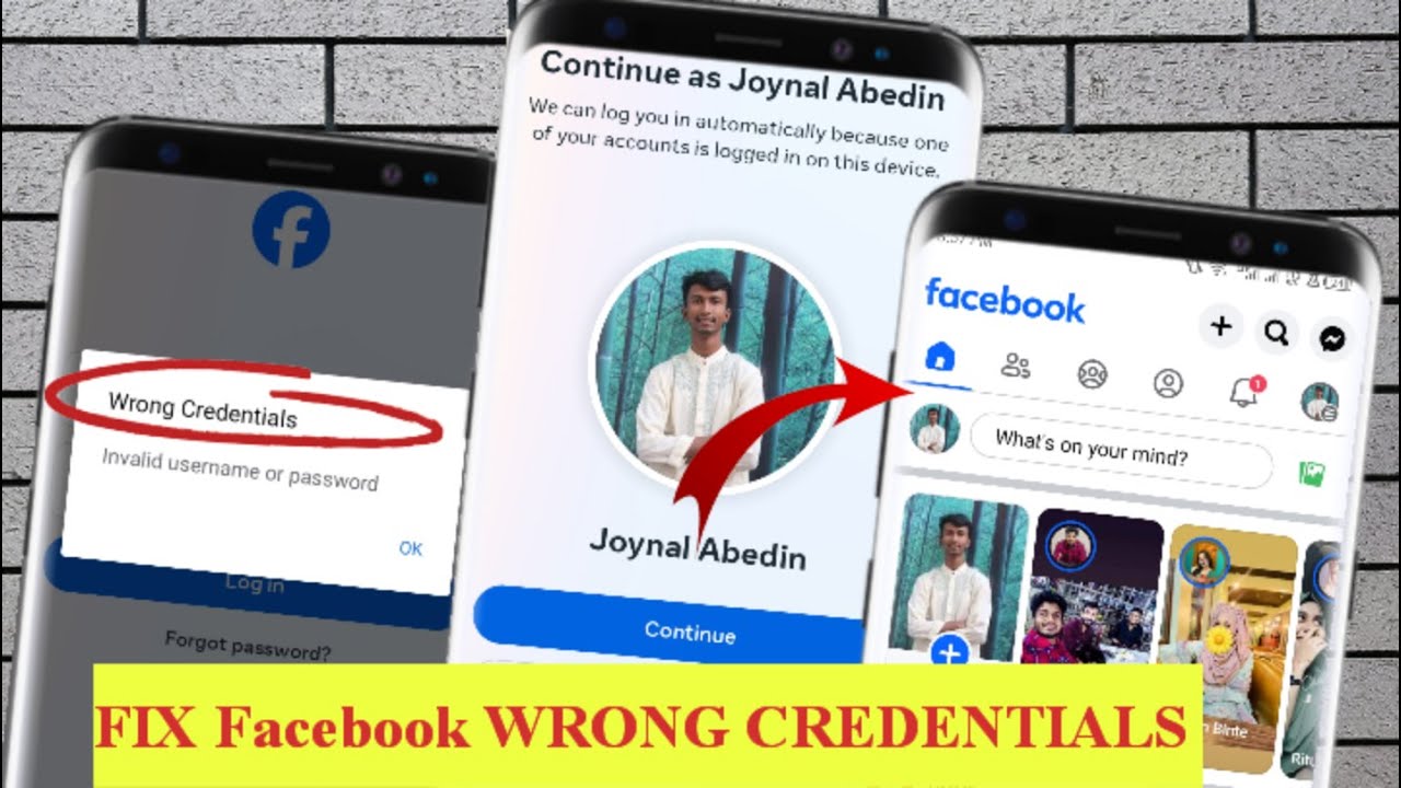 Fix wrong credentials invalid username or password facebook login