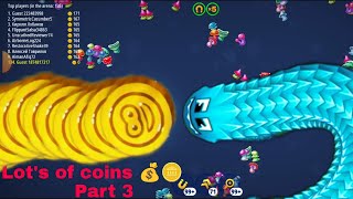 PART 3. Worm zone.io|| lot's of coins 217+💰🪙. killing snake 🐍🔥.#036  #viral #gaming
