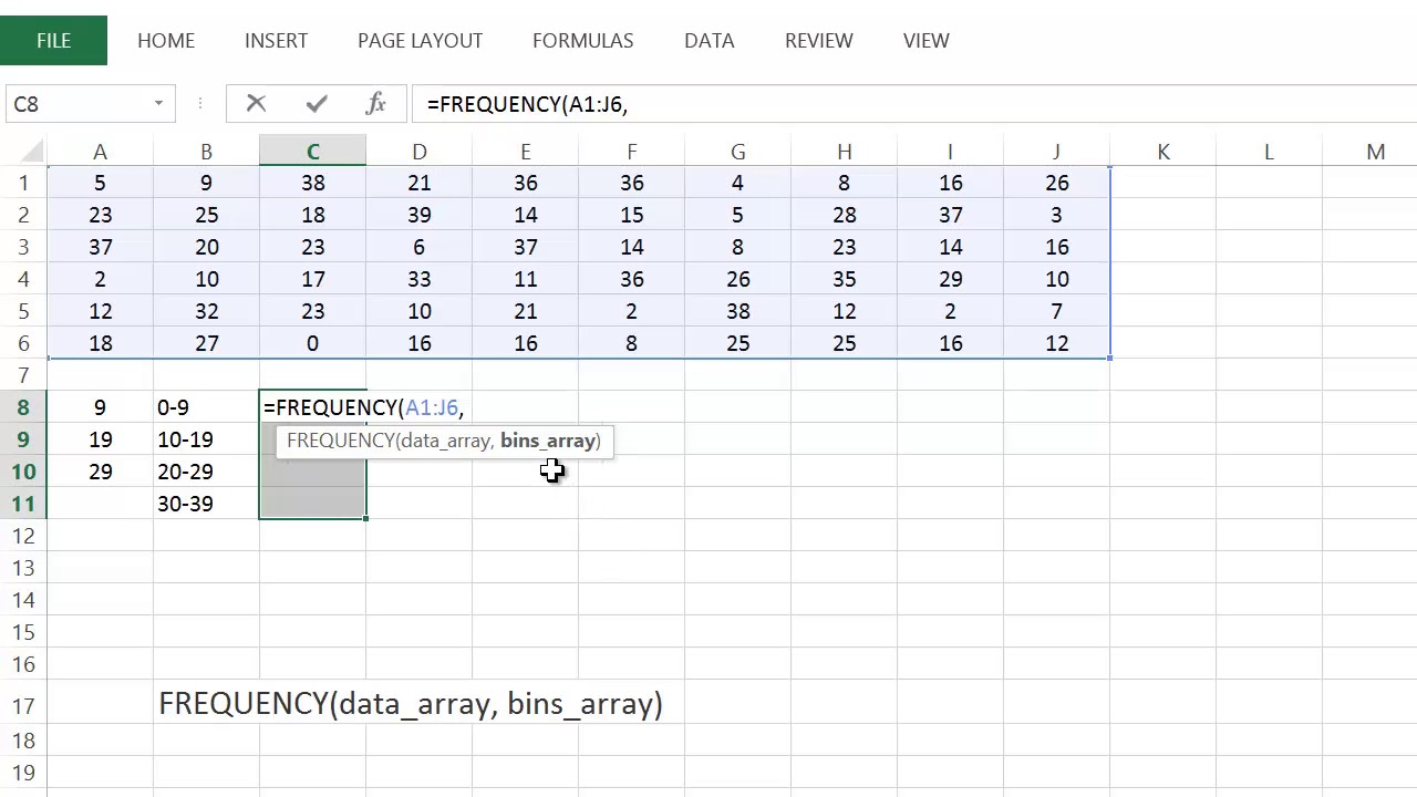 Excel Frequency Function