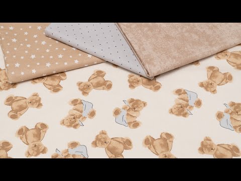 Ранфорс шириною 240 см "Бежевий плюшевий ведмедик" на молочному тлі, №4742, видео 1