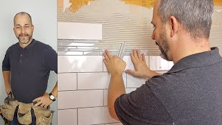 DIY Subway Tile Shower with Glass Mosaic