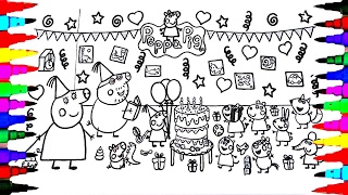 PEPPA PIG Coloring Book Pages Kids Fun Art Activities For Children Learning Rainbow Colors Party PEPPA PIG Coloring Book Pages Kids Fun Art Activities For Children Learning Rainbow Colors Party