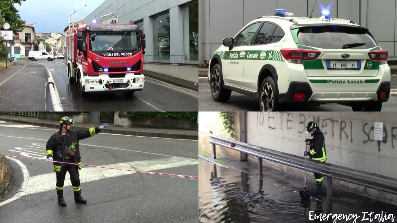 Sottopasso allagato, l'intervento dei Vigili del Fuoco e della Polizia Locale