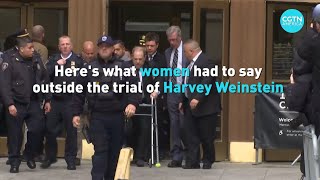 Women outside of courthouse react to him and MeToo movement