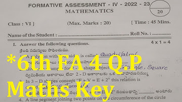 6th FA 4 Maths Question paper 🗝️ Answers