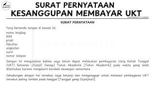 CARA MENULIS SURAT PERNYATAAN KESANGGUPAN MEMBAYAR UKT BESERTA CONTOHNYA