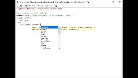 Python Program - Count Word in Sentence