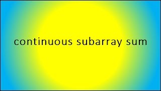 continuous subarray sum