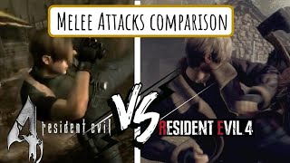 Leon Melee Attacks!! (Resident Evil 4 Remake VS. Original)