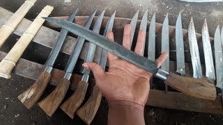 cara pembuatan pisau suku karo, tajam | dari besi Per mobil