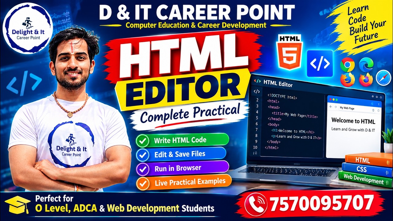 HTML Editor Complete Practical | How to Create & Run HTML Files | O ...