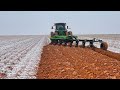 Plowing mile long rows in the snow