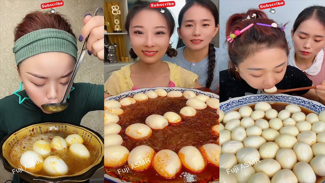 Fried Eggs And Noodle Soup With Spicy Sauce Noodles Eating Show