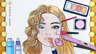 [paperdiy]ASMR Makeup  Paper cosmetics 화장하기 paper play 종이놀이
