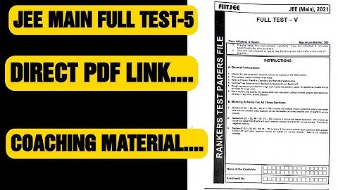 #fiitjeemodulespdf--JEE MAIN FULL TEST-5(with solutions)|FIITJEE COACHING MATERIAL,#howisfiitjee