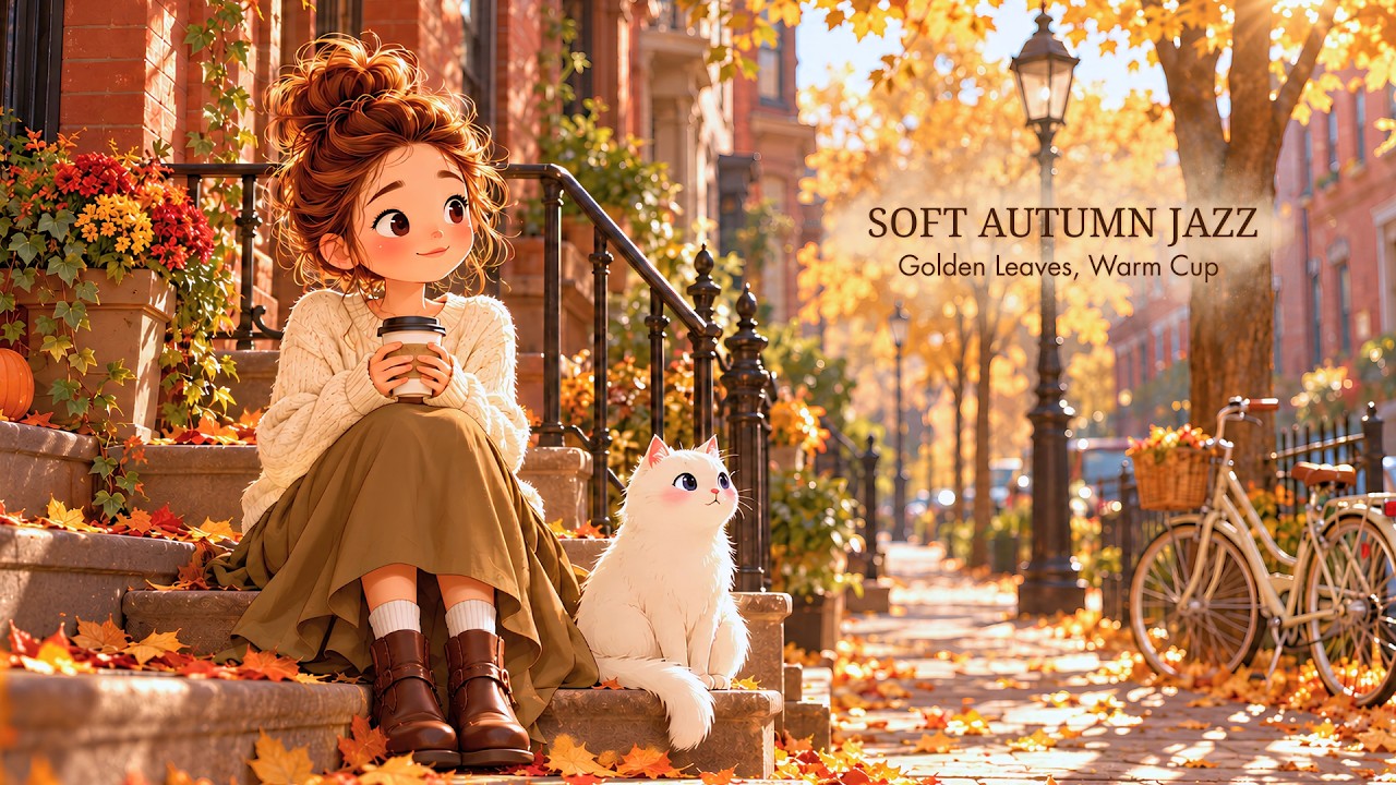 Soft Jazz ☕ Cozy Autumn Morning Playlist 🍂 | Coffee on the Front Steps | Golden Leaves Falling Down