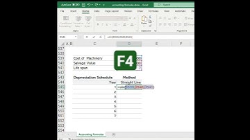 Depreciation schedule using straight line method in Excel #shortfeed #excel #shorts