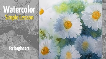 How to Paint Chamomile Watercolor. Simple Lesson for Beginners. Real Time Video