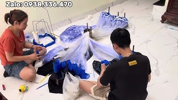 Lưới Cước Thái Ba Màn . Cao 2m x 500m x 4cm . Thắt Dây Cước Xoắn Tiem Thái Lan / Thả Chìm . Vip