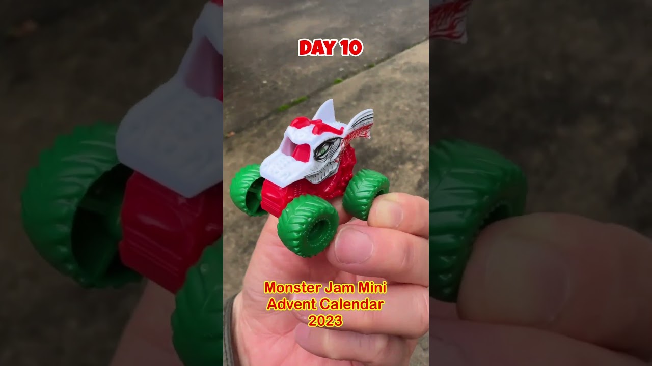 Day 10 - Christmas Dragon Monster Truck 😱😱😱 Monster Jam Mini Advent  Calendar 2023 #dragon 