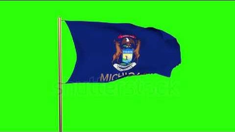 michigan flag with title waving in the wind. Looping sun rises style. Animation loop Stock video by