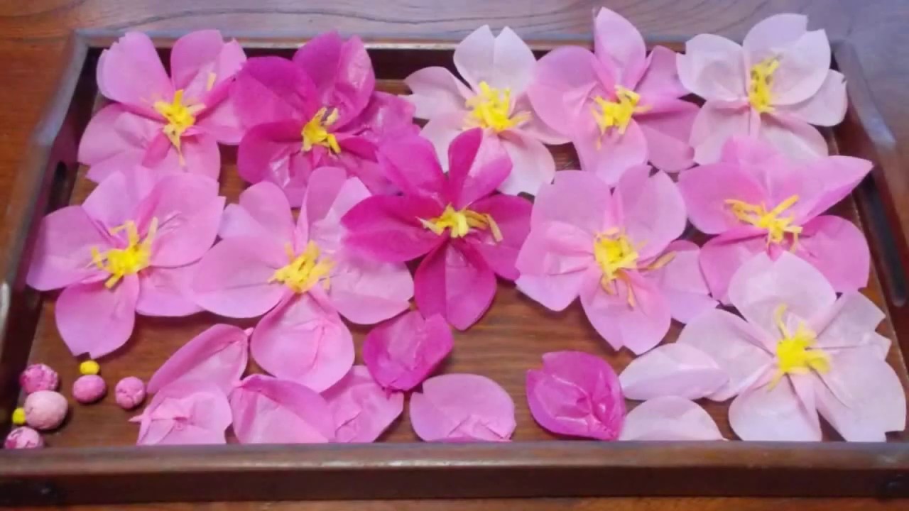 Kimie Gangiの 春の壁面掲示 お花紙で作る大きな桜 Sakura Paper Flower Tutorial Youtube