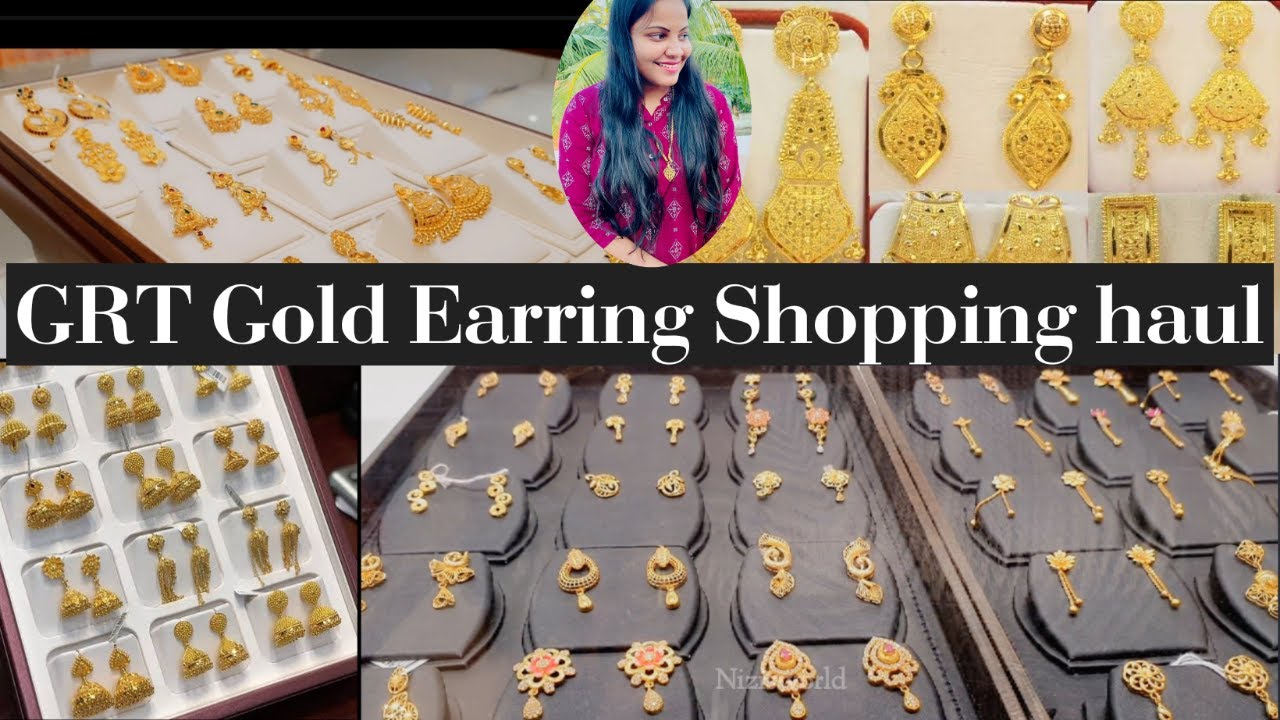 GRT gold earrings shopping | chennai GRT shopping haul | my gold earrings collection in tamil
