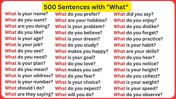 WH Questions in English | 500 English Sentences speaking practice  with "What"