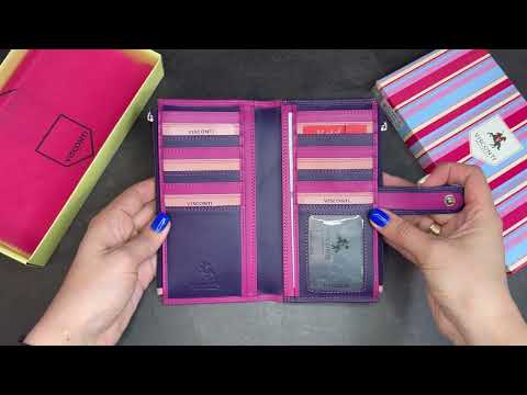 Рожевий жіночий гаманець на засчёлке Visconti RB100 BERRY M Bermuda c RFID захистом video